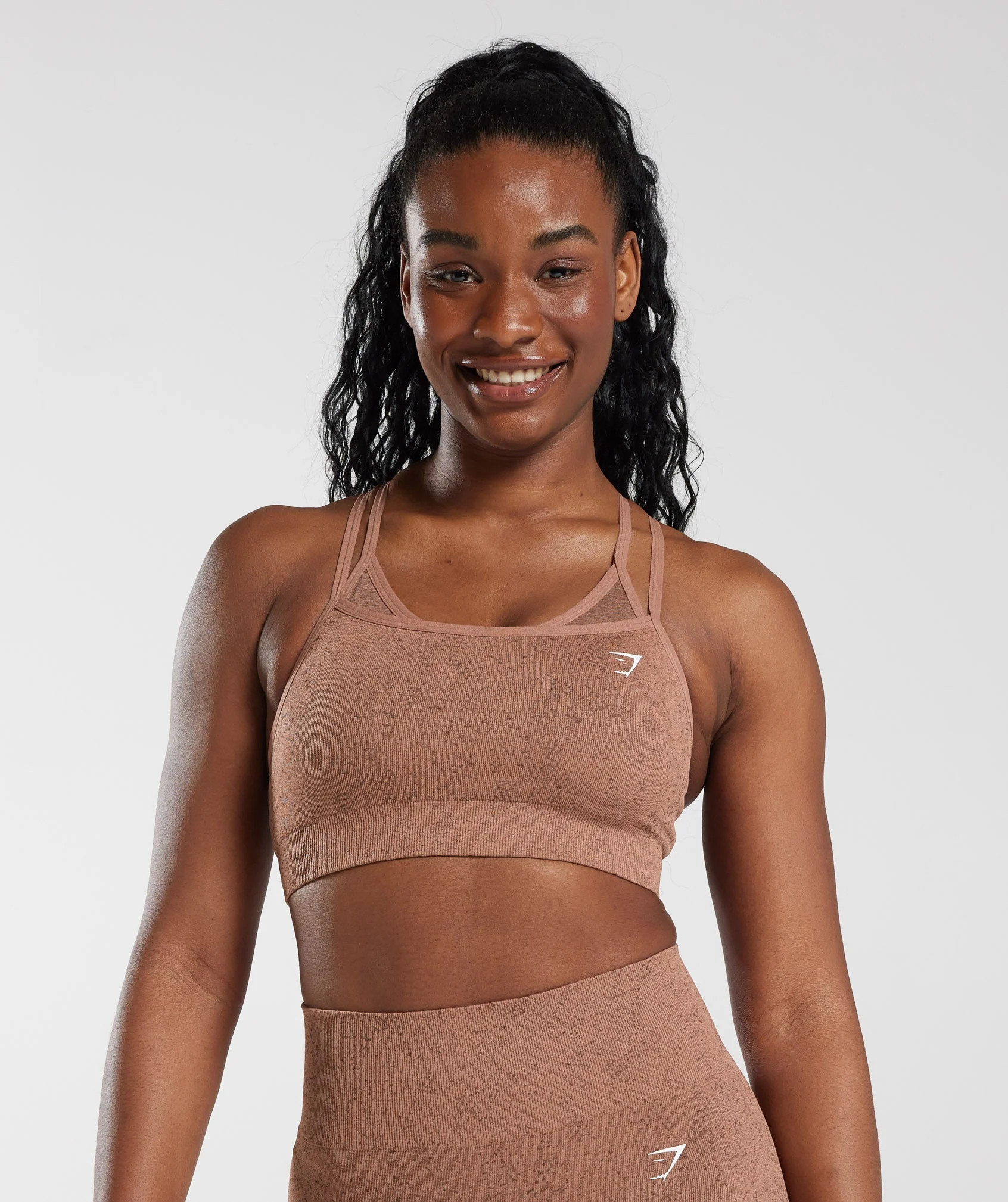 Adapt Fleck Seamless Sports Bra Sandstone Brown | Gymshark US