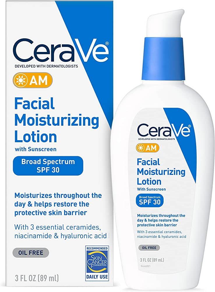 CeraVe AM Facial Moisturizing Lotion SPF 30 | Oil-Free Face Moisturizer with Sunscreen | Non-Come... | Amazon (US)