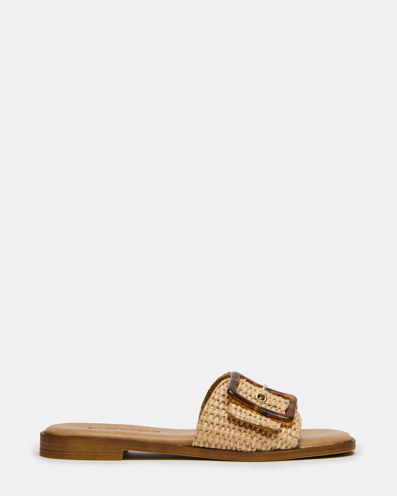 HAPP Natural Raffia Square-Toe Slide Women's Sandal | Steve Madden (US)