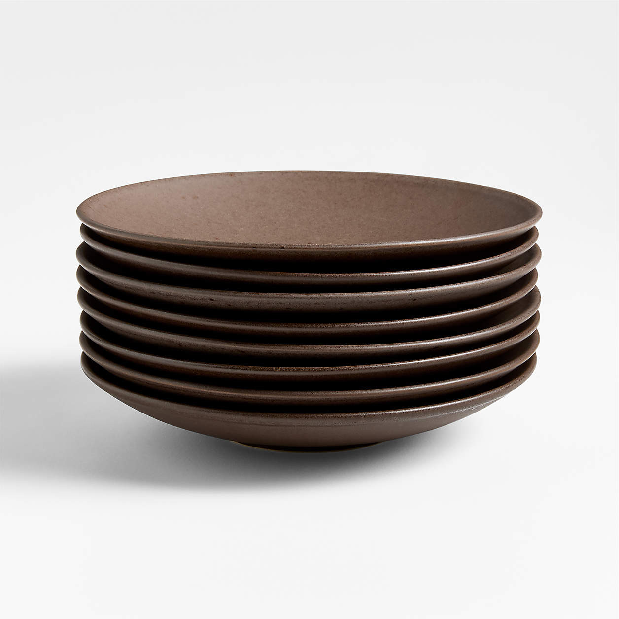 Craft Espresso Stoneware Coupe Salad Plates, Set of 8 + Reviews | Crate & Barrel | Crate & Barrel