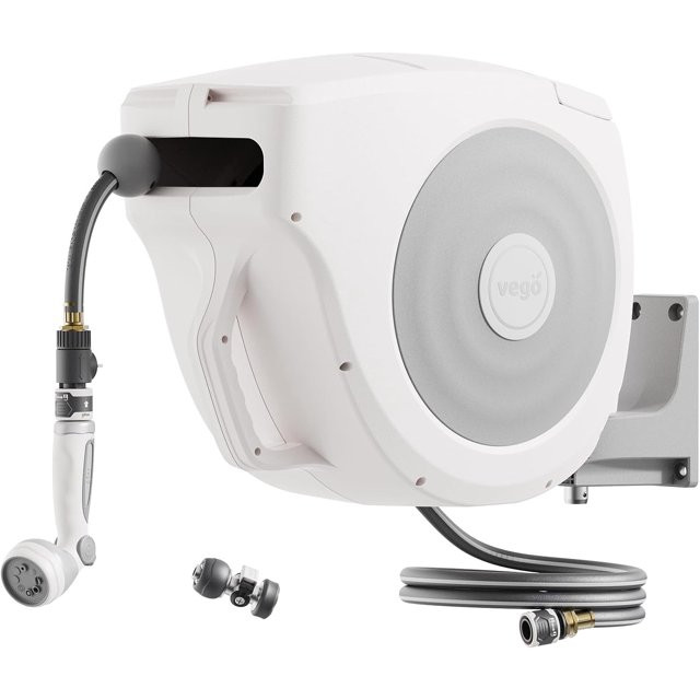 Vego Garden Retractable Hose Reel 1/2" 65 ft Wall Mounted Hose Reel Automatic Rewind, Any Length ... | Walmart (US)