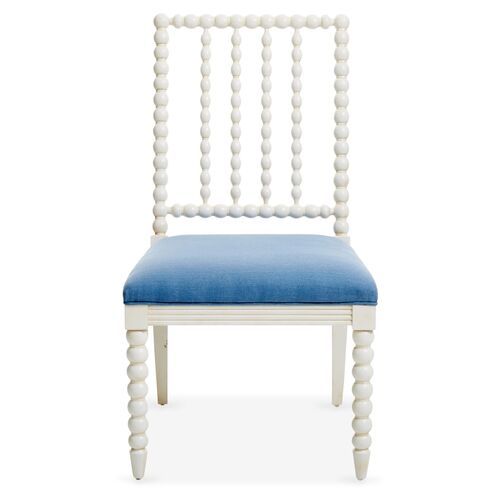 Barton Side Chair, Ivory/Chambray Linen | One Kings Lane