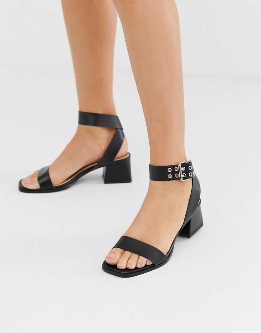 RAID Bessie black block square toe heel sandal | ASOS (Global)