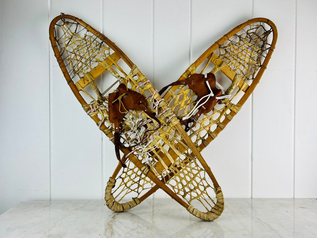 Vintage Canadian Snowshoes Rustic Traditional Wooden Frame - Etsy | Etsy (US)