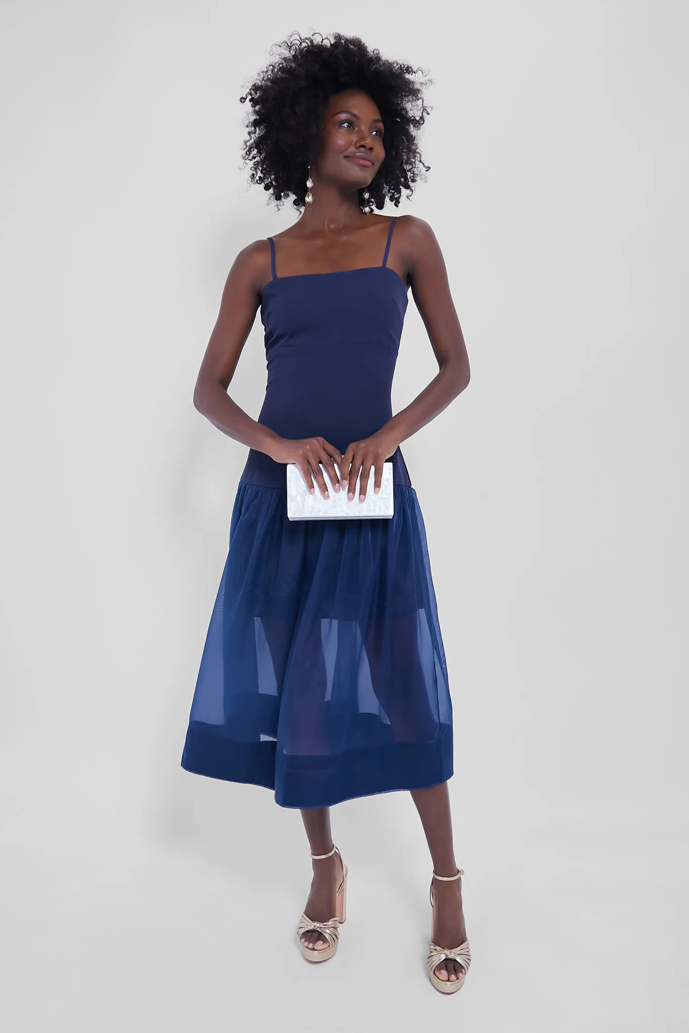 Navy Drop Waist Dawson Midi Dress | Tuckernuck (US)