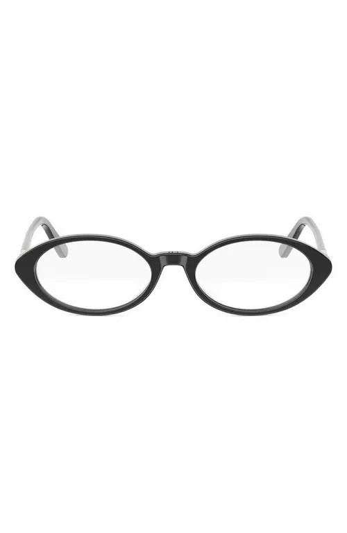 DIOR Mini CD O R8I 51mm Oval Optical Glasses in Shiny Black at Nordstrom | Nordstrom