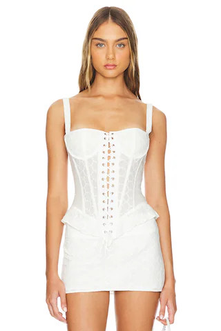 LIONESS Prophecy Tie Up Corset in Porcelain from Revolve.com | Revolve Clothing (Global)