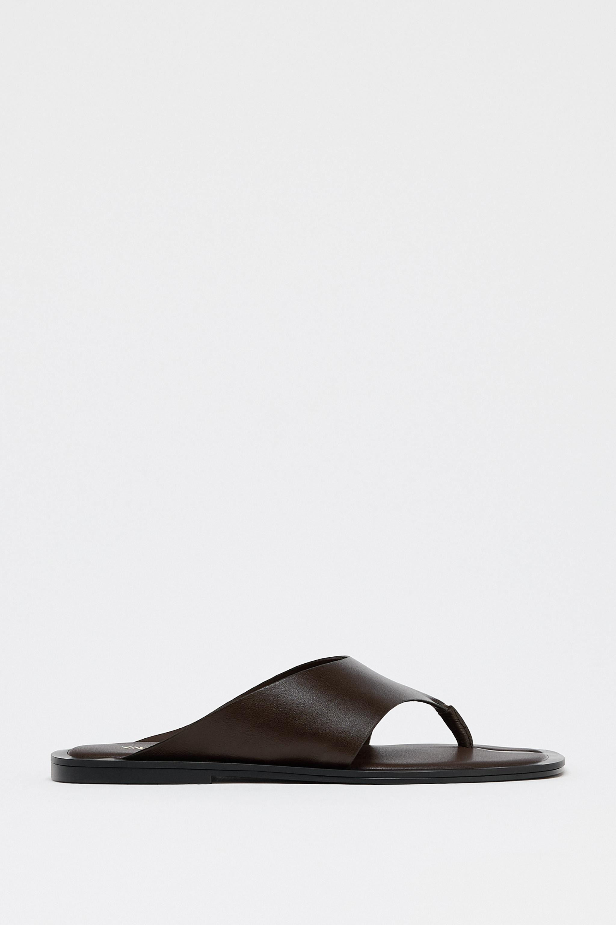 FLAT LEATHER SANDALS | Zara US