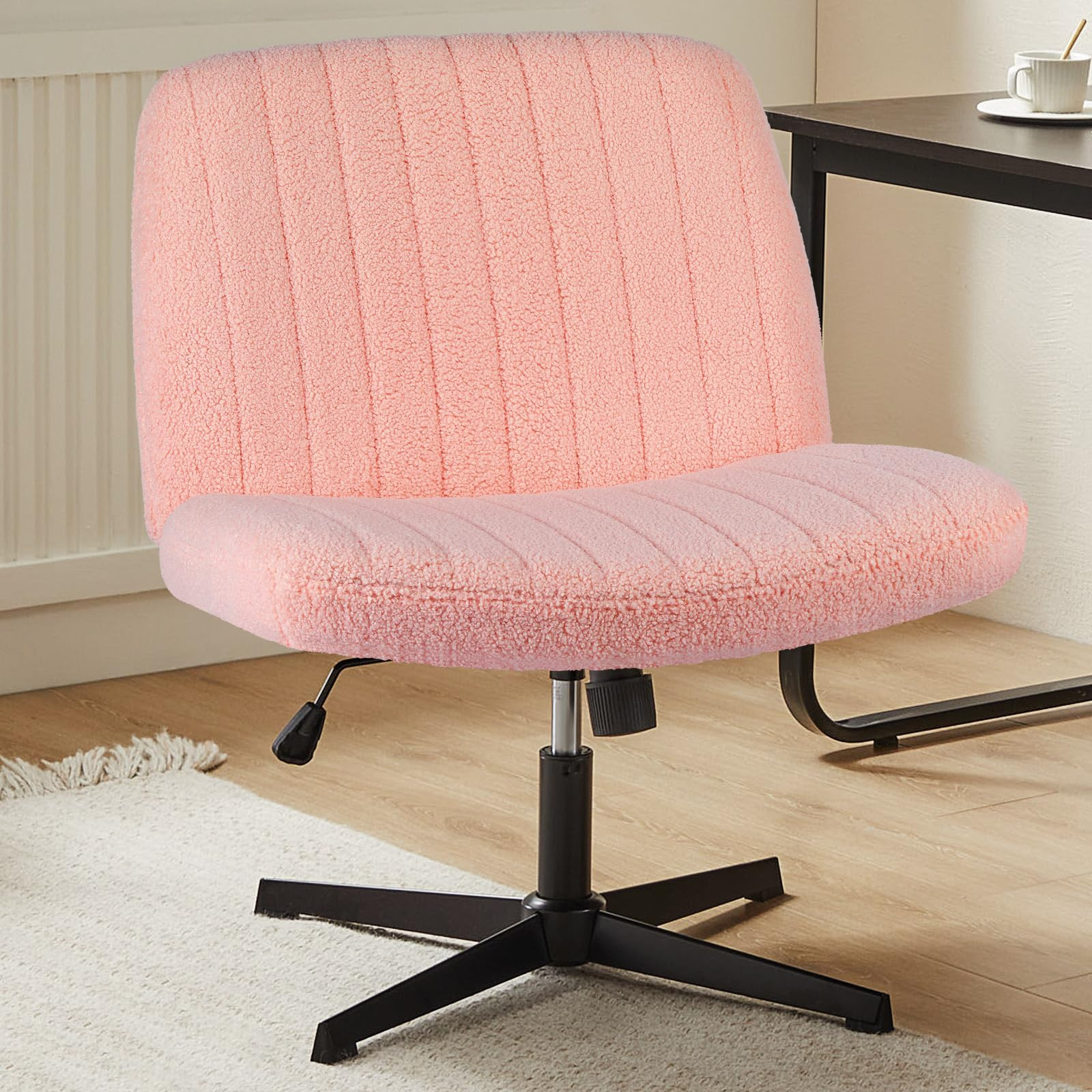 Sweetcrispy Criss Cross Chair Legged, Armless Office Desk Chair No Wheels, Swivel Vanity Chair, H... | Amazon (US)