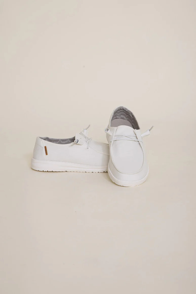 HEYDUDE Women’s Wendy Chambray Shoes in White | Glik's