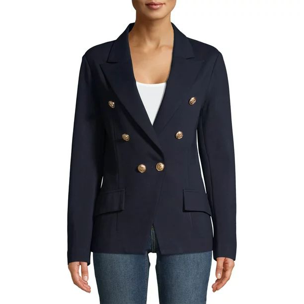 Attitude Unknown Women's Metallic Button Blazer - Walmart.com | Walmart (US)