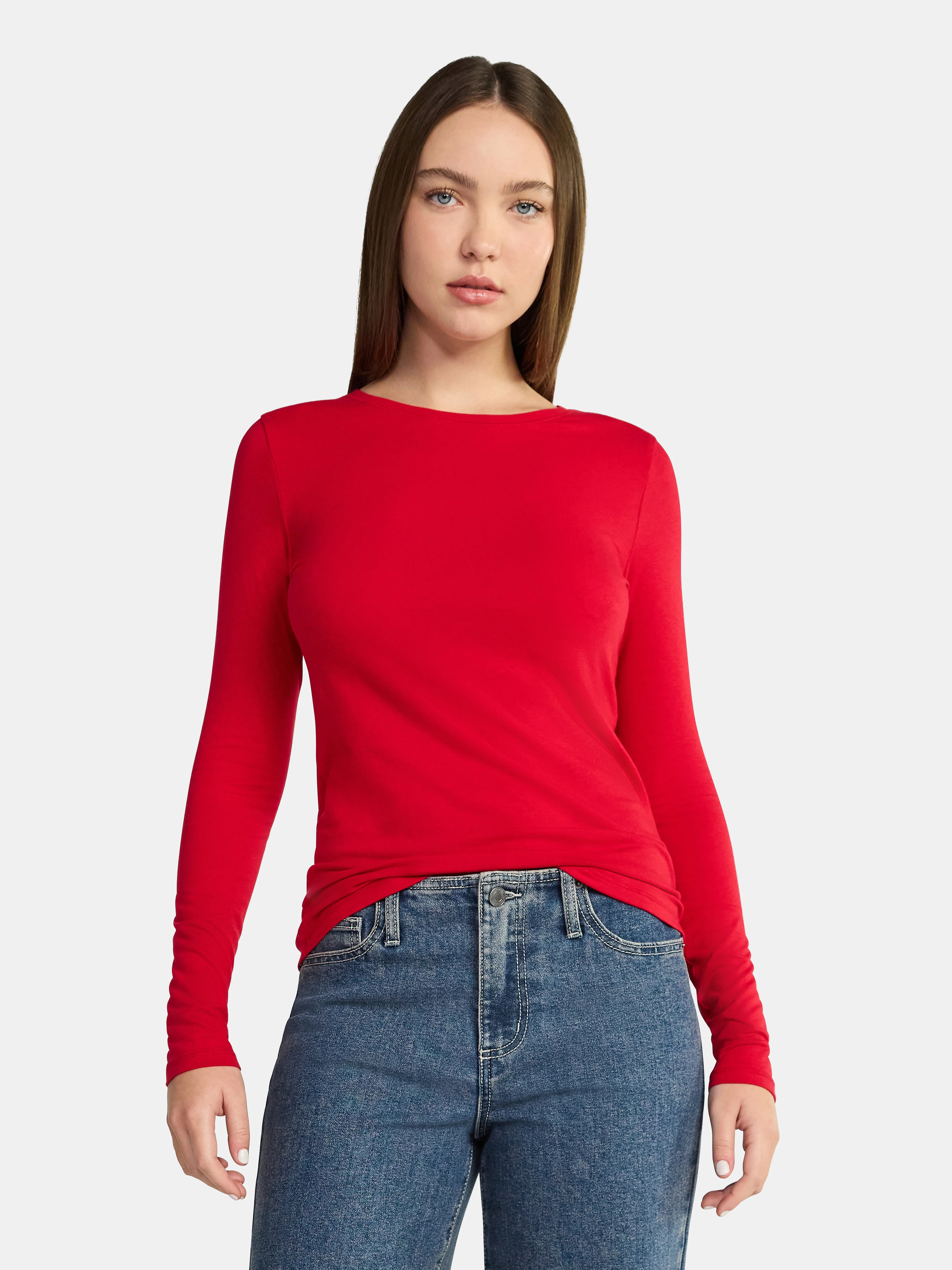 No Boundaries Long Sleeve Crewneck Tee, Women's | Walmart (US)