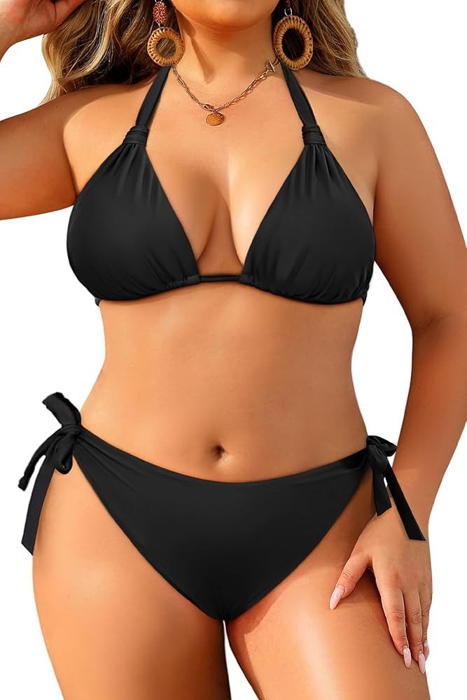 Tempt Me Women Plus Size Triangle Bikini Set | Amazon (US)