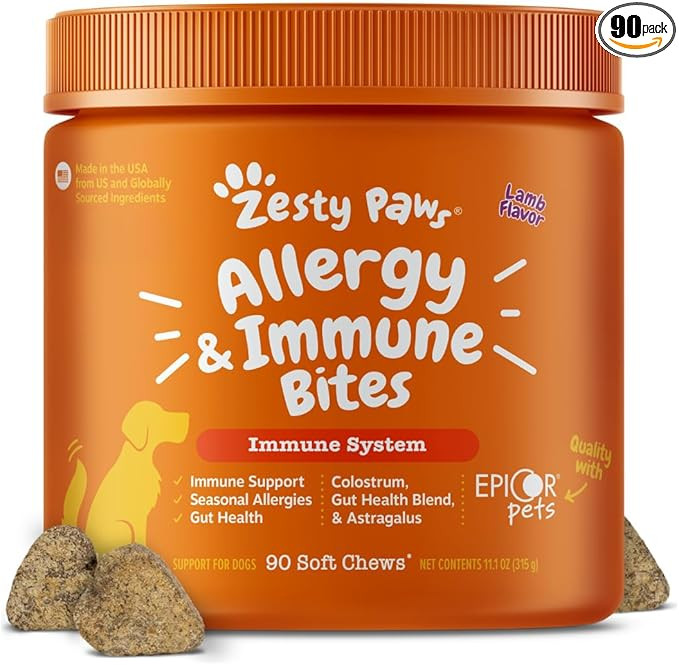 Zesty Paws Dog Allergy Relief Chews, Dog Probiotics for Itchy Skin and Ears, Lamb, 90ct | Amazon (US)