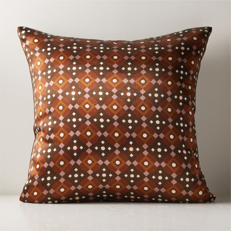 Tollar Modern Block-Print Silk Throw Pillow with Feather-Down Insert 23" | CB2 | CB2