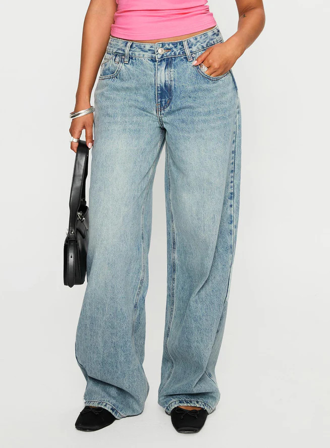 Edge Of Town Jeans Vintage Blue | Princess Polly US