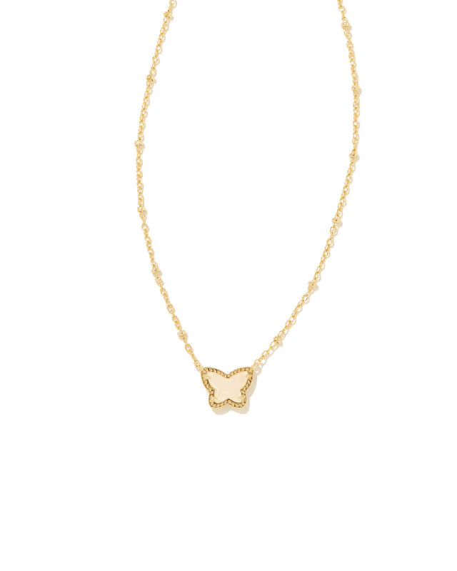 Lillia Gold Small Short Pendant Necklace in Iridescent Drusy | Kendra Scott