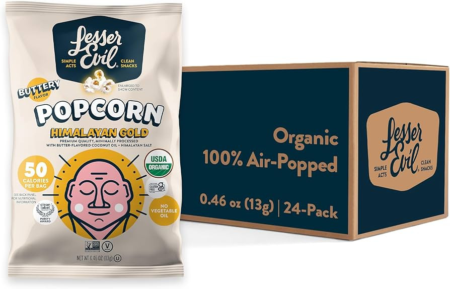 LesserEvil Himalayan Gold Salt Organic Popcorn, Premium Quality, Minimally Processed, No Vegetabl... | Amazon (US)