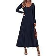 PRETTYGARDEN Women Sweater Dress Fall Fashion 2025 Long Sleeve V Neck Ribbed Knit Pleated A Line ... | Amazon (US)