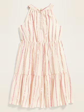 Sleeveless Metallic-Stripe Tiered Dress for Toddler Girls | Old Navy (US)