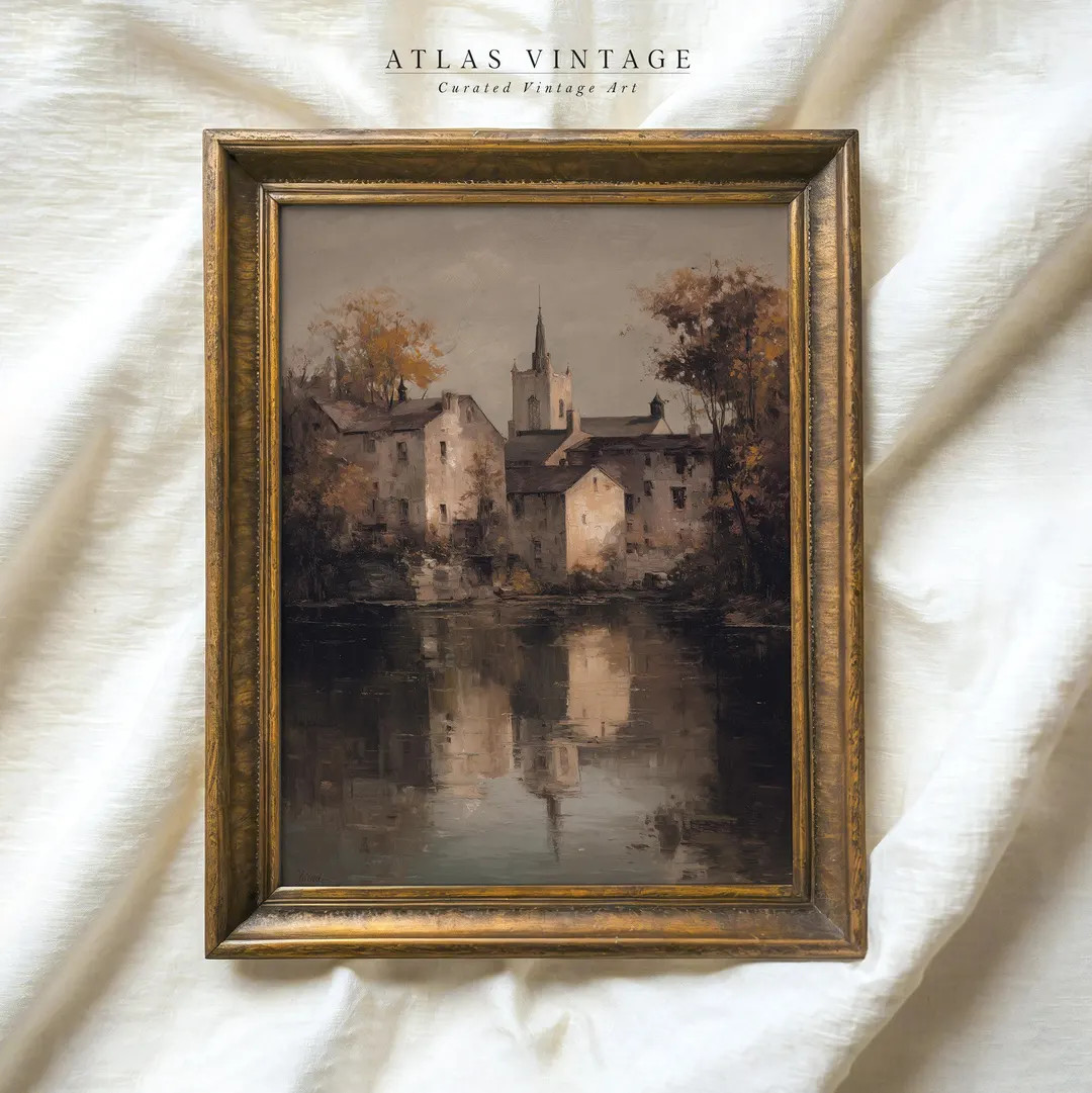 Autumn Village Landscape Print: Rustic Farmhouse Wall Art (Digital Download) | Etsy (US)