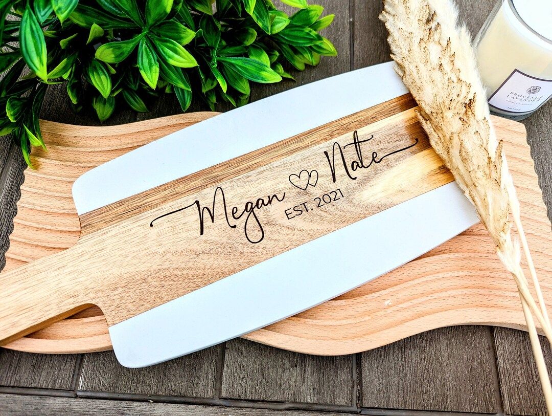 Marble Wood Personalized Cutting Board | Custom Engraved Charcuterie Board | Birthday Gift | Wedd... | Etsy (US)