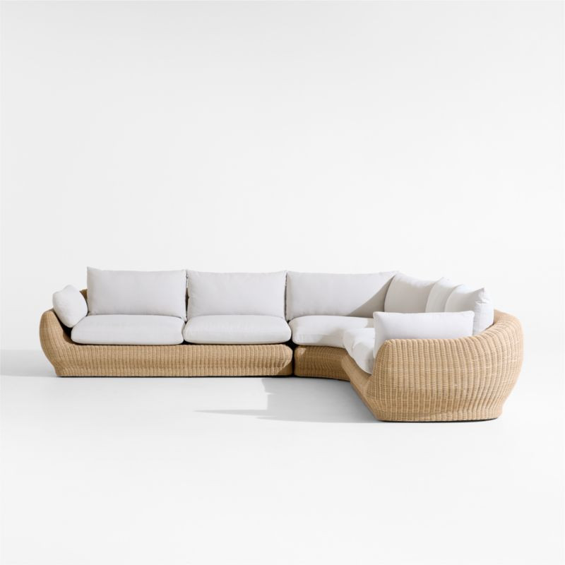 Ipanema 3-Piece L-Shaped Wicker Outdoor Sectional with Cushions | Crate & Barrel
