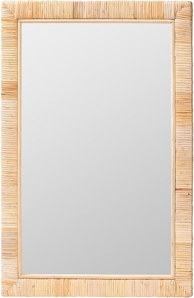 bali & pari Lankston Bohemian Natural Rattan Rectangular Accent Wall Mirror | Amazon (US)