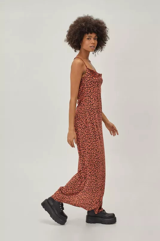 Leopard Print Devore Cowl Neck Maxi Dress | Nasty Gal (US)