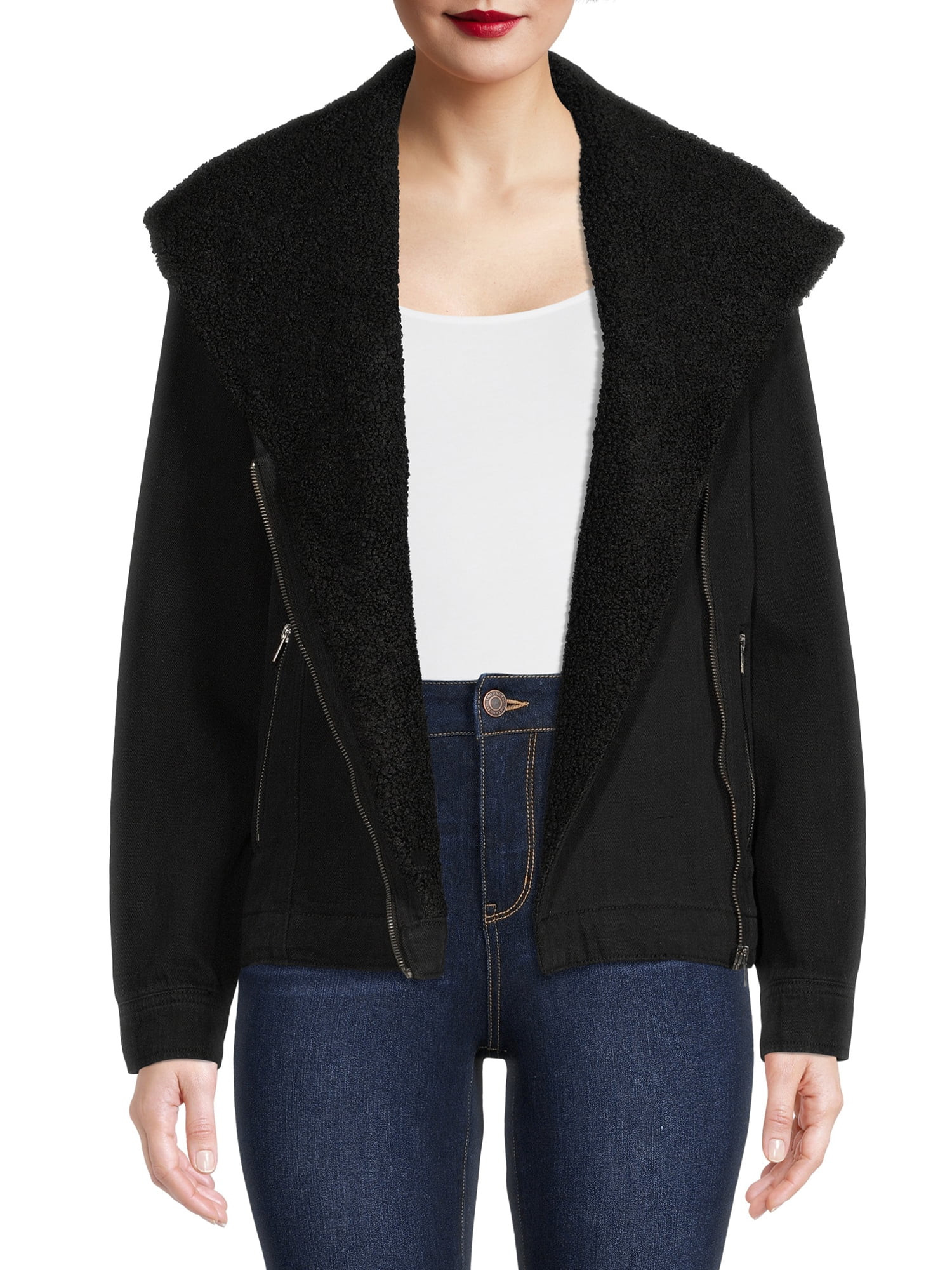 Time And Tru Women's Denim Sherpa Jacket | Walmart (US)