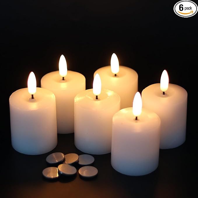 GenSwin Flameless Pillar Candles Flickering with Timer, Battery Operated Real Wax LED Votive 3D W... | Amazon (US)