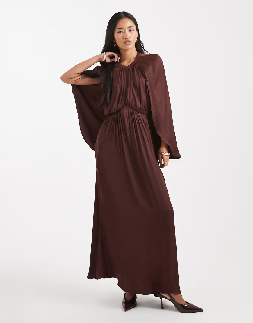 WeWoreWhat halter neck midaxi dress with cape shoulders in cherry-Red | ASOS (Global)
