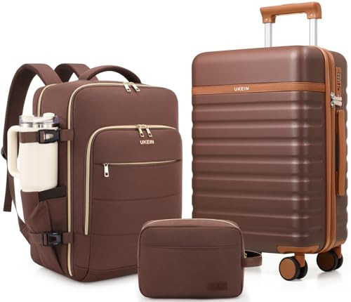 Luggage Sets 3 Piece, Carry On Luggage 20In With Spinner Wheels,PC Hardside Suitcase Set with TSA Lock,Durable Carry On Suitcase With Travel Backpack for Men (Dark Coffee, 3 piece set (BP/20inch)) | Amazon (US)