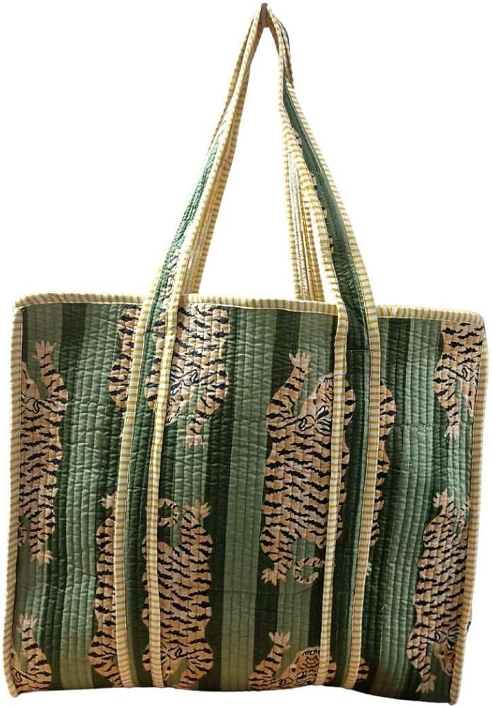 RAJBHOOMI HANDICRAFTS Women’s 100% Cotton Lightweight Shoulder Tote Bag with Interior Poeckt Ca... | Amazon (US)