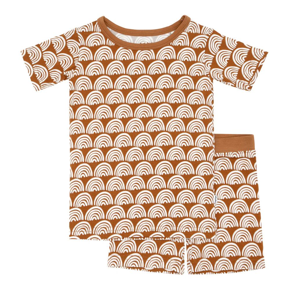 Rust Rainbows Two-Piece Short Sleeve & Shorts Pajama Set | Little Sleepies