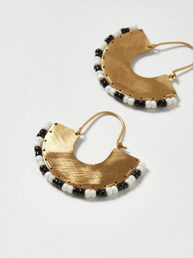 Arcadia Semi Circle With Bead Detail Trim Hoop Earrings | Oliver Bonas | Oliver Bonas (Global)