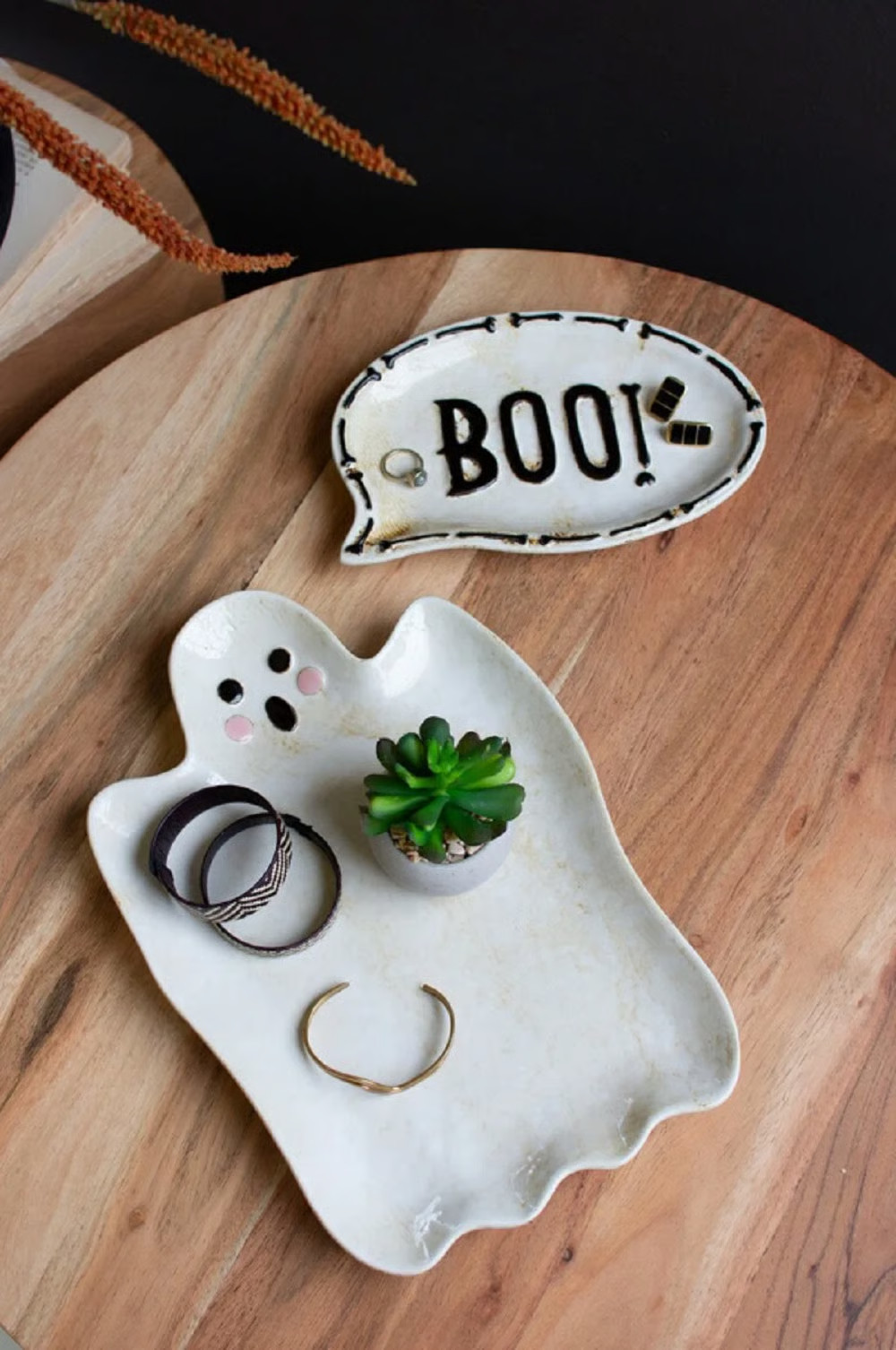 Birch Lane™ Anali SET OF TWO "BOO" GHOST CERAMIC SERVING PLATTERS | Wayfair | Wayfair North America