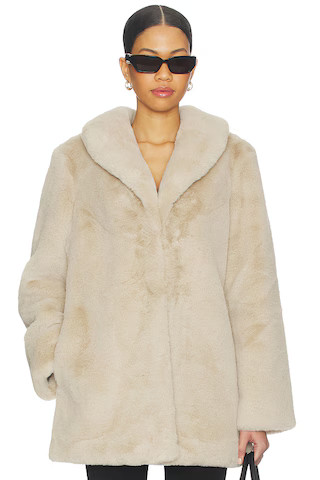 Tatiana Faux Fur Coat in Oatmilk | Revolve Clothing (Global)