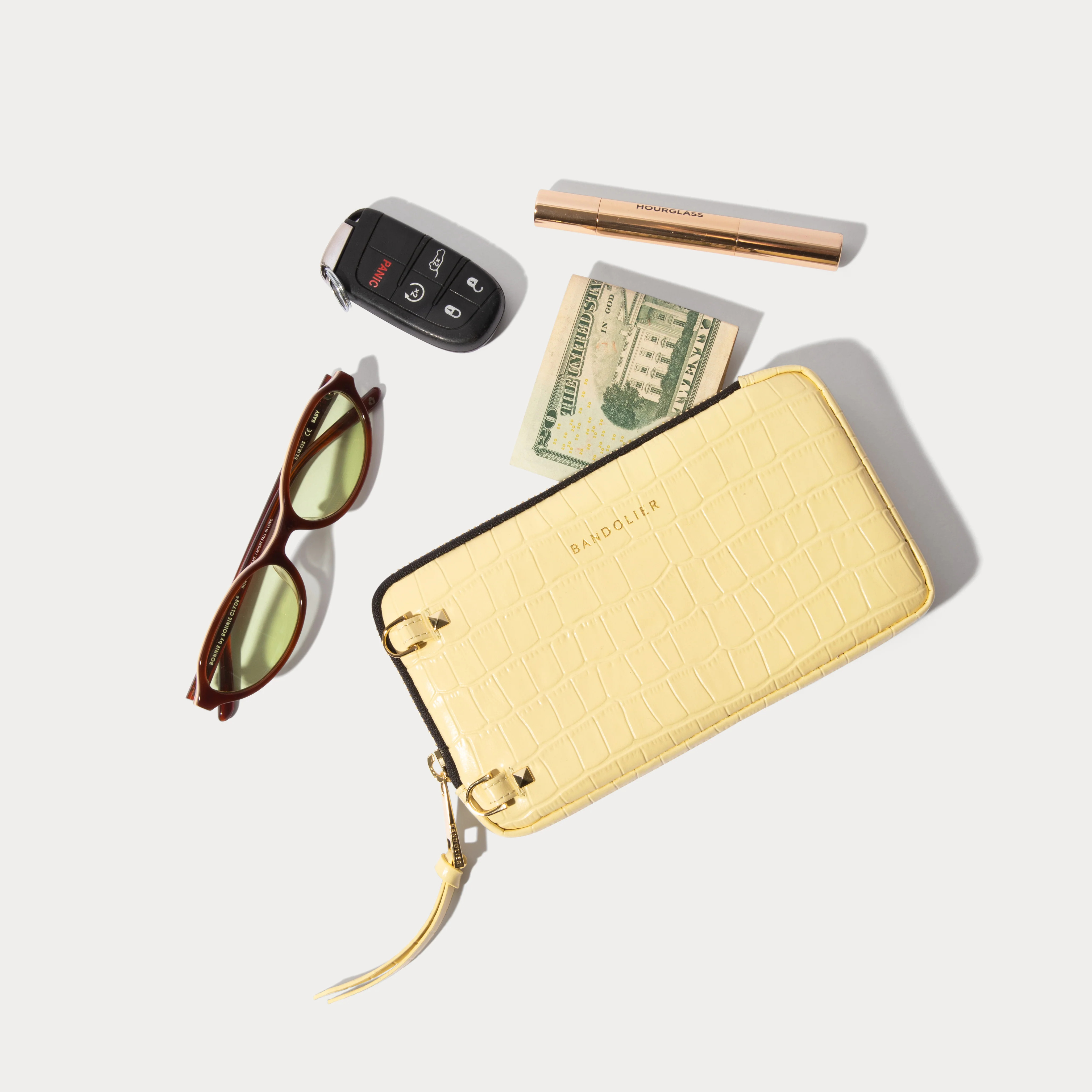 Expanded Zip Pouch - Butter Yellow Croc/Gold | Bandolier