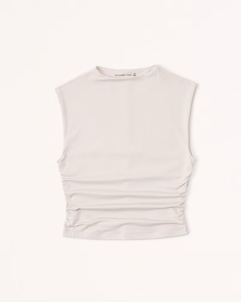 Sleek Seamless Fabric Ruched Mockneck Top | Abercrombie & Fitch (US)