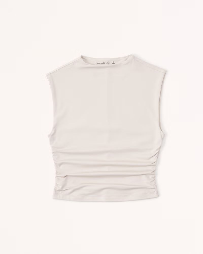 Sleek Seamless Fabric Ruched Mockneck Top | Abercrombie & Fitch (US)