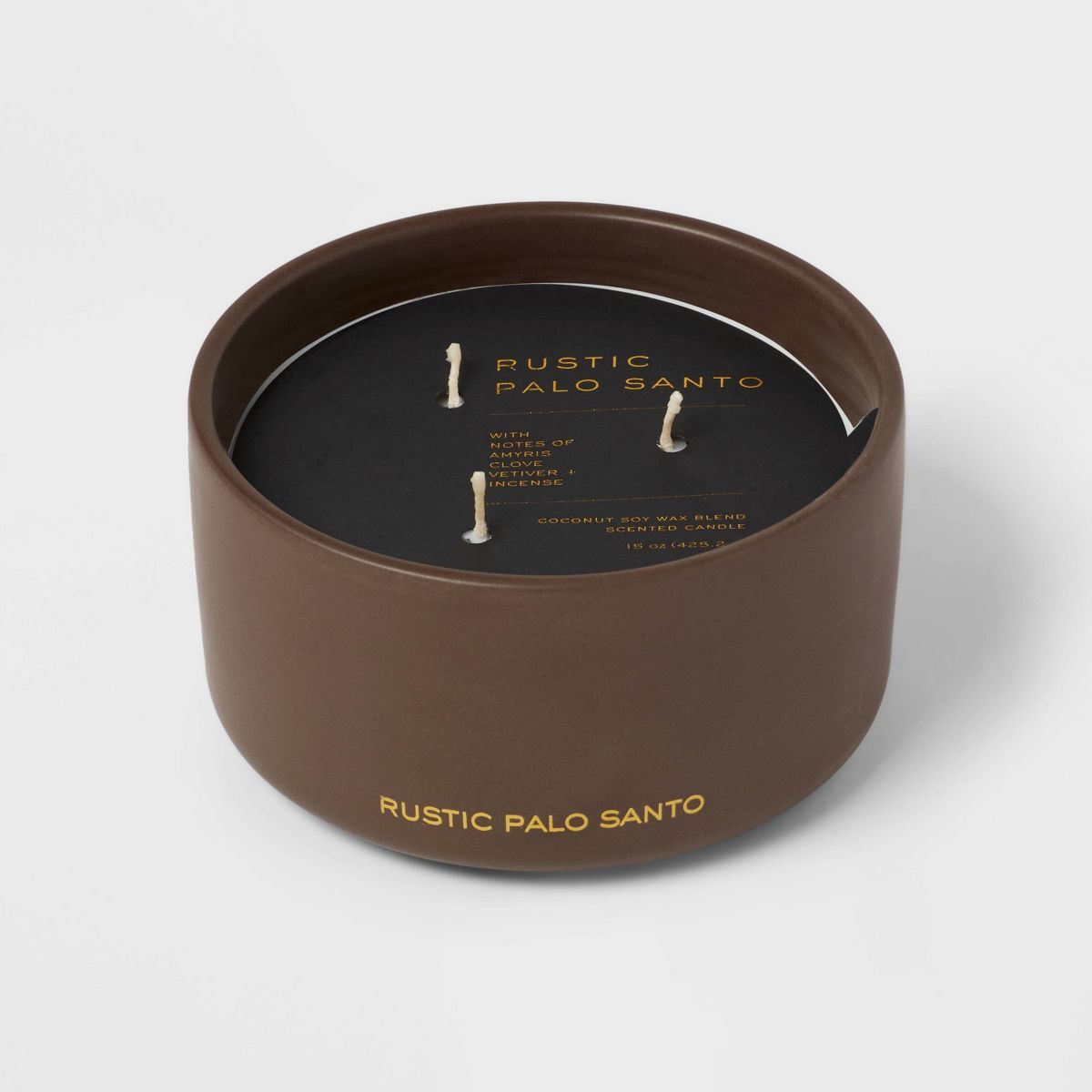 15oz Ceramic Jar 3-Wick Black Label Rustic Palo Santo Candle - Threshold™ | Target