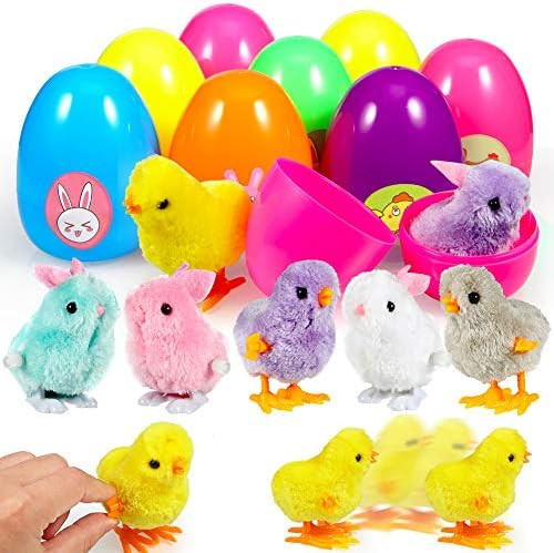 ThinkMax 12 Pcs Easter Eggs Filled with Wind-Up Chicks and Bunnies Toys, 4" Large Surprise Eggs for  | Amazon (US)
