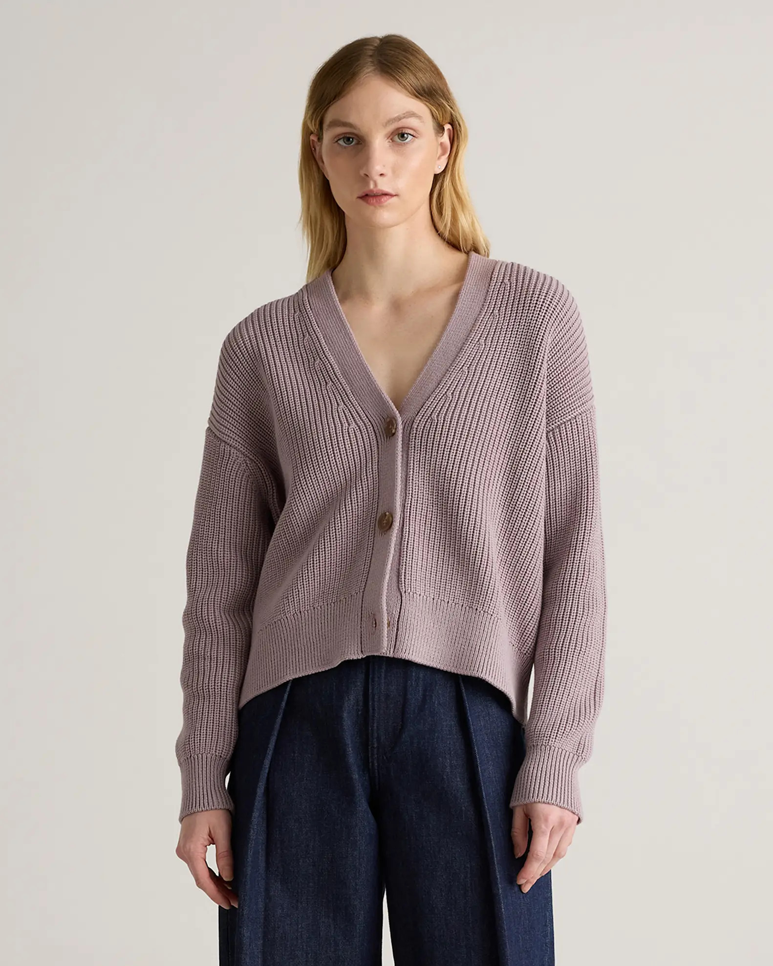 100% Organic Cotton Fisherman Boxy Cropped Cardigan | Quince