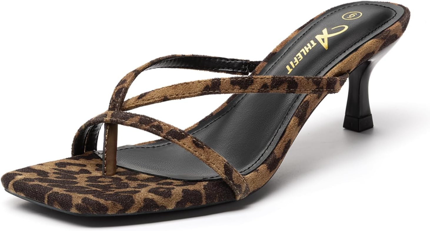 Athlefit Women's Strappy Kitten Heels Fashion Flip Flop Thong Low Heels | Amazon (US)