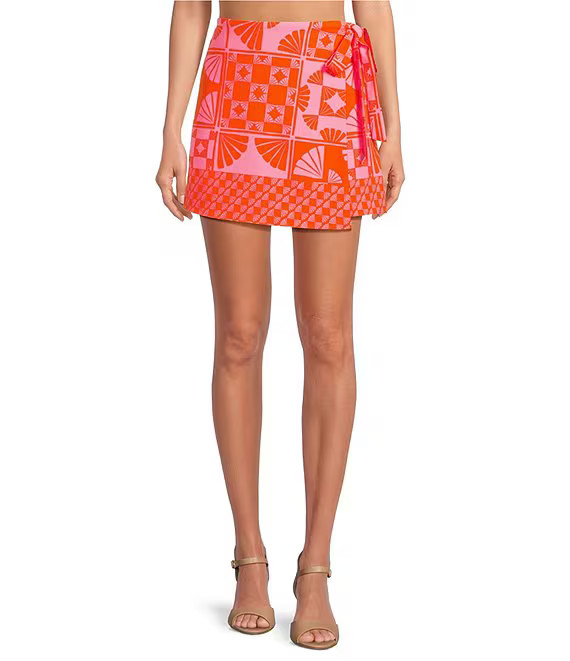 Sugarlips Coordinating Haines Town Printed High Waist Mini Crepe Wrap Skort | Dillard's | Dillard's