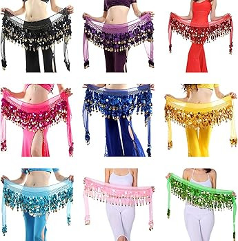 Belly Dance Hip Scarf, Sweet Belly Dance Skirt Wrap Performance Bling Sequins Coins, Belly Dance ... | Amazon (US)