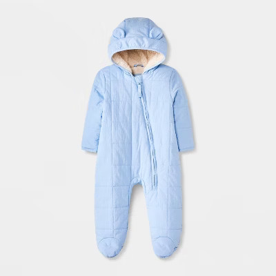Baby Boys' Bunting Puffer Snowsuit - Cat & Jack™ Light Blue Newborn | Target