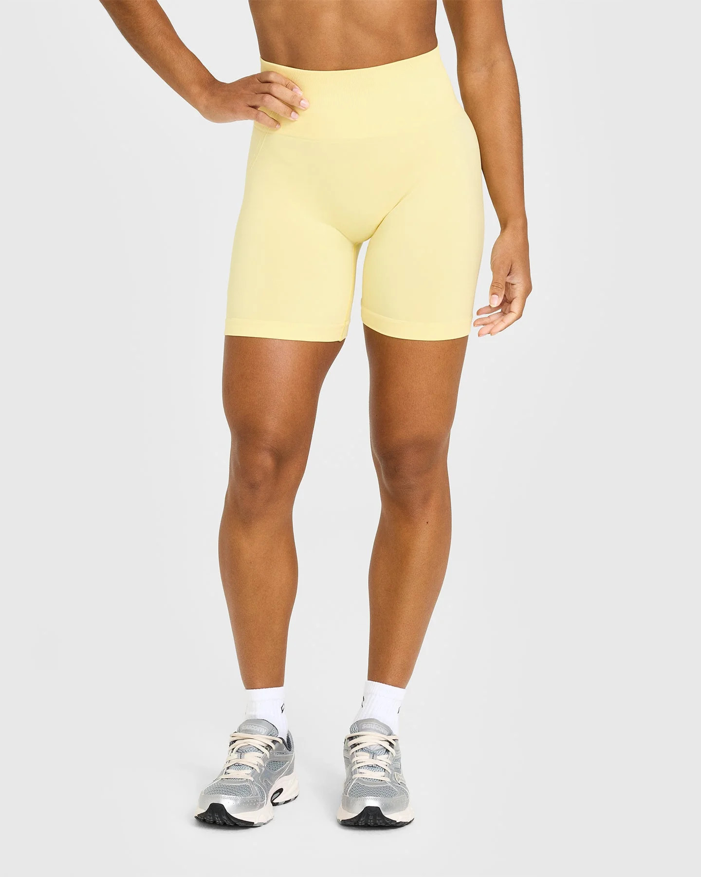EffortlessLift™ Seamless Shorts with White Logo 
 Sherbert Yellow | Oner Active (UK / US)