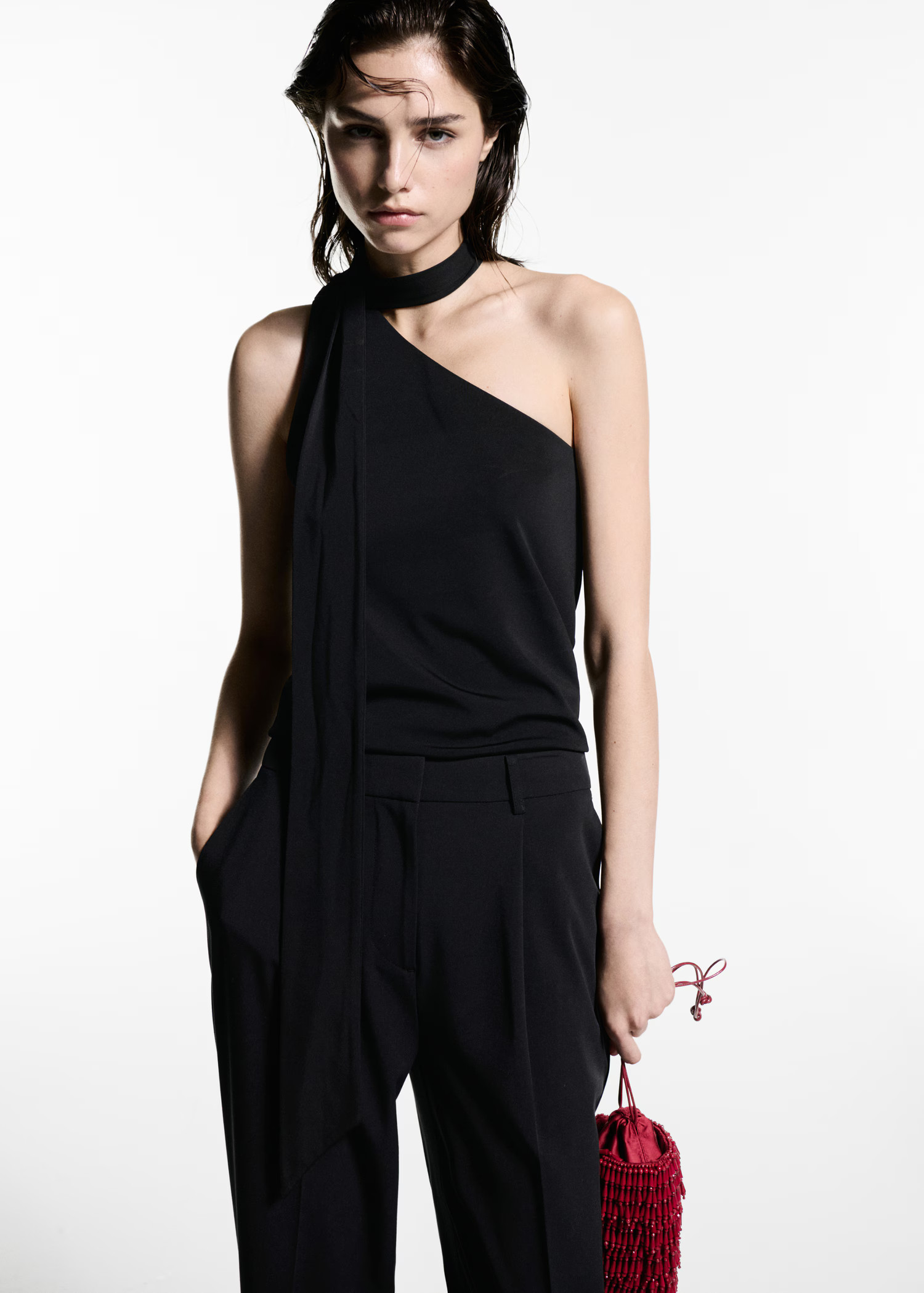 Asymmetrical choker-neck top - Women | MANGO USA | Mango (US/MX/AU)